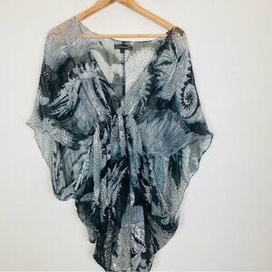Mesmerize black and white patterned silk Lagenlook sculptural top size small
